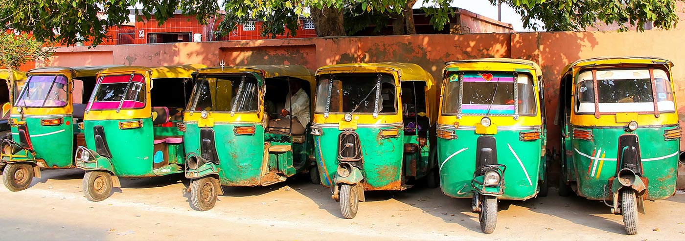 Line of Indian rickshaws